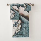 Bois de peinture bleu vieux rustique vert sur mesu (En situation)