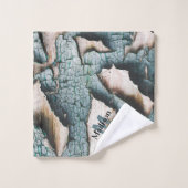 Bois de peinture bleu vieux rustique vert sur mesu (Gant de toilette)