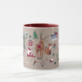Bois de ski nordique Noël beige Mug (Centre)