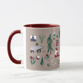 Bois de ski nordique Noël beige Mug (Gauche)