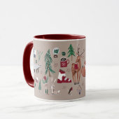 Bois de ski nordique Noël beige Mug (Devant gauche)