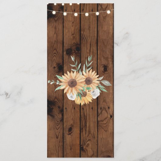 Bois de tournesol de réception de mariage de menu (Dos)