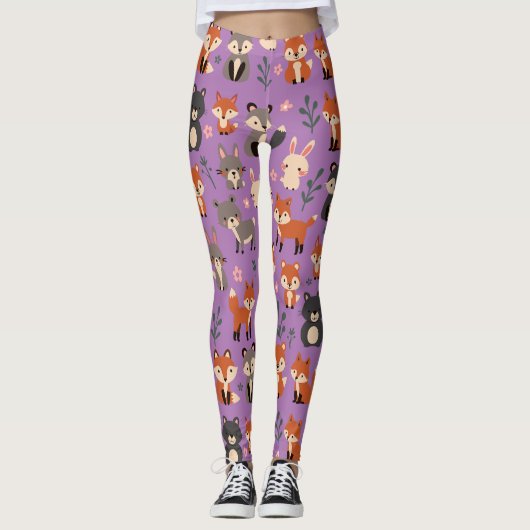 Bois de Whimsical Animaux Leggings Motifs (Devant)