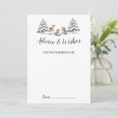 Bois d'hiver Animaux Baby showers Cartes de consei (Debout devant)
