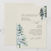 Bois d'hiver beige Faire-part de mariage (Devant / Derrière)