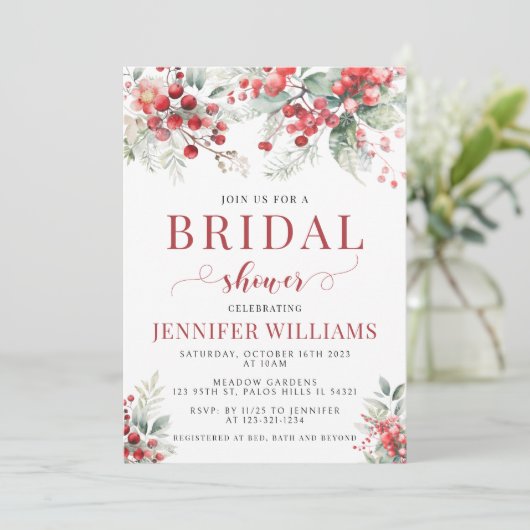 Bois d'hiver Noël nuptiale invitation (Debout devant)