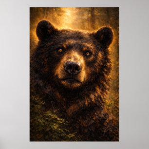 Bois Doré Art de la faune de l'ours Affiche