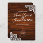 Bois et dentelle Faire-part de mariage rustique (Devant / Derrière)