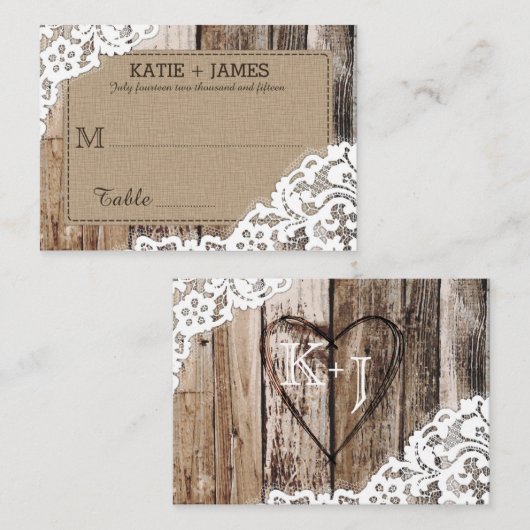 Bois et dentelle Rustique Mariage campagnard Carte (Devant / Derrière)