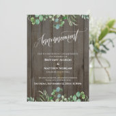 Bois et Eucalyptus Reporté Faire-part Mariage (Debout devant)