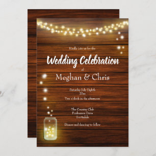 Bois et feux Invitation Mariage campagnard rustiqu