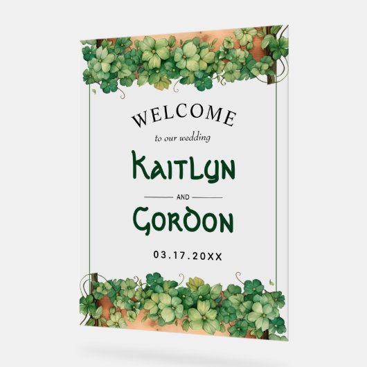 Bois et vignes Saint-Patricks Day mariage BIENVENU (Angle)