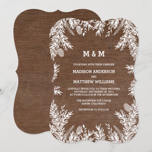 Bois | Faire-part de mariage (Devant / Derrière)