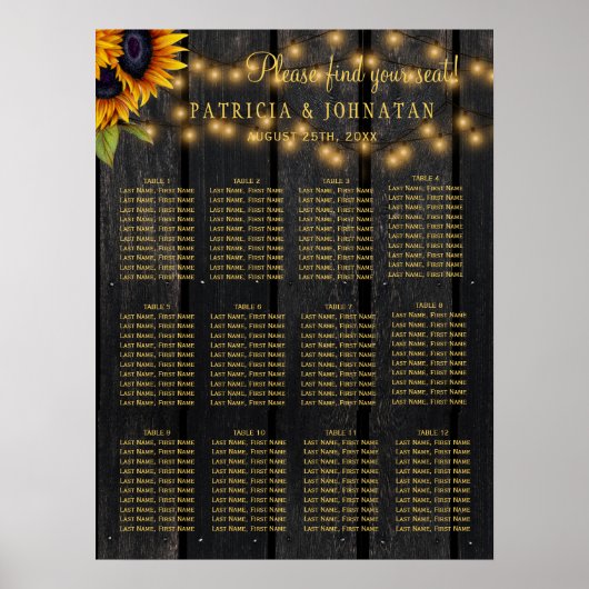 Bois fleuri rustique - tableau de sièges mariage (Devant)