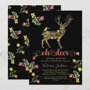 Bois Floral Oh Deer Baby shower Invitation