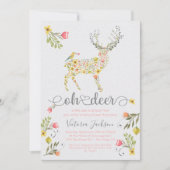 Bois Floral Oh Deer Baby shower Invitation (Devant)