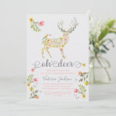 Bois Floral Oh Deer Baby shower Invitation (Debout devant)