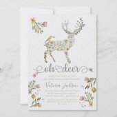 Bois Floral Oh Deer Baby shower Invitation (Devant)