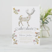 Bois Floral Oh Deer Baby shower Invitation (Debout devant)