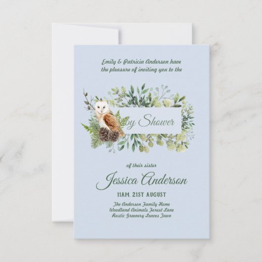Bois Flore et faune BABY SHOWERS Invitations (Devant)