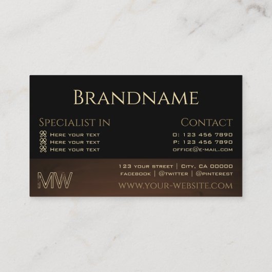 Bois foncé Brown Grain en bois Cartes Monogramme C (Dos)