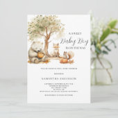 Bois Forêt Animaux Baby shower Invitation (Debout devant)