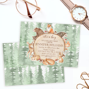 Bois forêt animaux garçon baby shower invitation