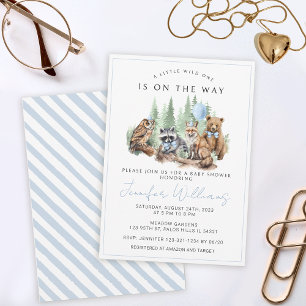 Bois forêt animaux garçon baby shower invitation