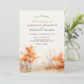 Bois. Forêt en automne faire-part de mariage (Debout devant)