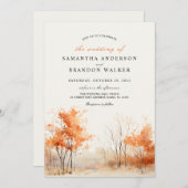 Bois. Forêt en automne faire-part de mariage (Devant / Derrière)