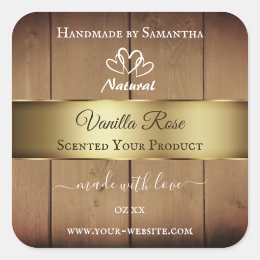 Bois Grain Emballage Étiquette Décor Or (Devant)