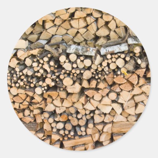 Bois haché sur un autocollant rond pile (Devant)