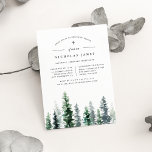 Bois | Invitation baptême ou baptême<br><div class="desc">Élégant baptême d'hiver, baptême ou baptême de bébé invitation comprend une rangée de pins d'aquarelle dans des nuances riches de chasseurs et vert de forêt. Personnalisez avec votre cérémonie religieuse et les détails de fête ou de célébration dans des lettres chic et noir. Un beau choix pour le baptême d'hiver,...</div>