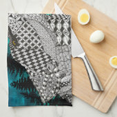 Bois le loup hurlant serviettes de cuisine (Quart Plié)