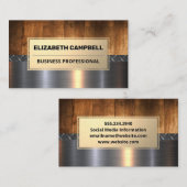 Bois métallique | Carte de visite industriel (Devant / Derrière)