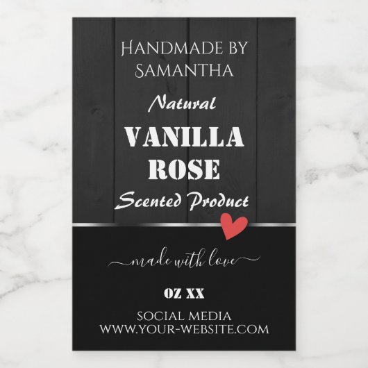 Bois noir Grain Emballage Étiquette Coeur (Étiquettes simples)