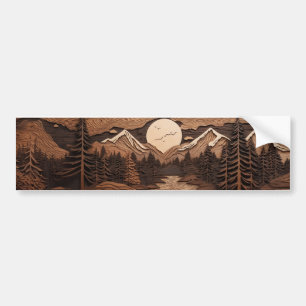 Bois nuit sculpté pins sapins Bumper Sticker