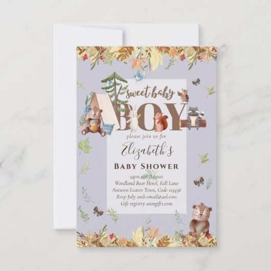 Bois Ours Animaux Garçons Baby shower Invitation (Devant)