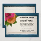 Bois Peint Russe Daisies De Mariage Invitations (Devant / Derrière)
