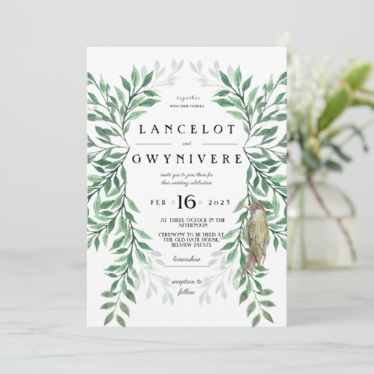 Bois Pic vert invitation rustique (Debout devant)