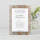 Bois Rings Shabby Lace Heart Faire-part de mariage (Debout devant)