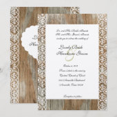 Bois Rings Shabby Lace Heart Faire-part de mariage (Devant / Derrière)