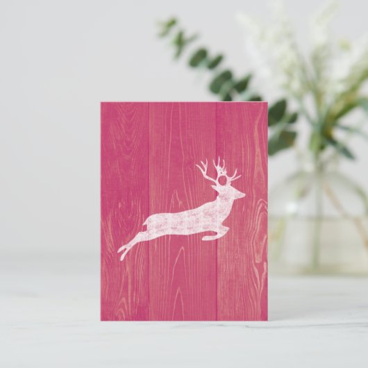 Bois rose Rustique Avec Cartes Postales De Cerfs V (Debout devant)