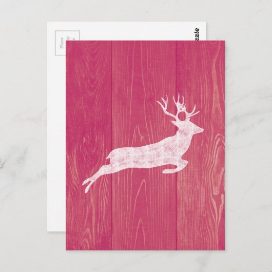 Bois rose Rustique Avec Cartes Postales De Cerfs V (Devant / Derrière)
