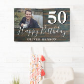 Bois rustique 50e anniversaire de fête bannière ph (En situation)