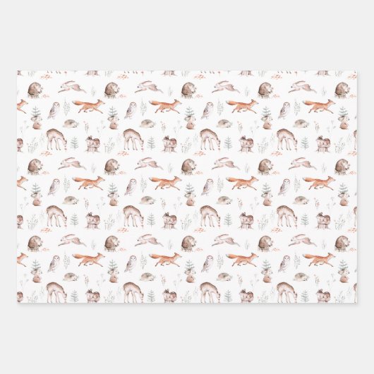 Bois rustique Animaux de forêt Bébé Papier à envel (Devant 2)