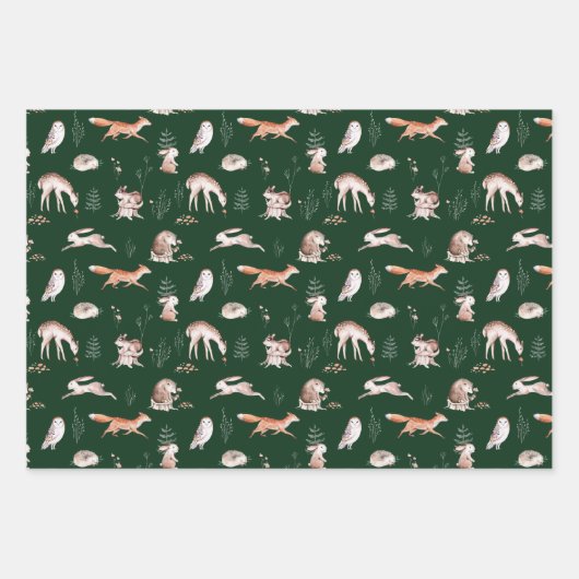 Bois rustique Animaux de forêt Bébé Papier à envel (Devant)