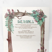 Bois rustique Aquarelle Forêt Mariage Tri-Fold (Intérieur en premier)