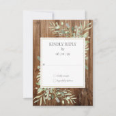 Bois rustique Aquarelle Verdure Mariage RSVP (Devant)
