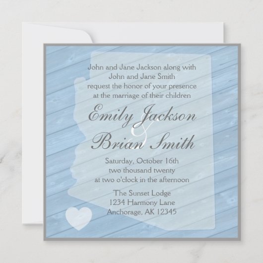Bois rustique Arizona bleu invitations de mariage (Devant)